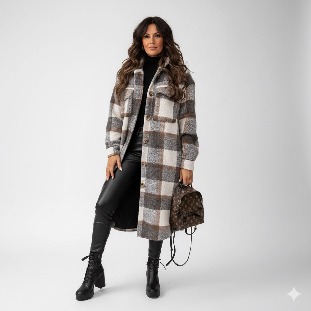 Mystique & Co™ Autumn Plaid Long Jacket