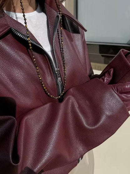 Mystique & Co™ burgundy leather jacket