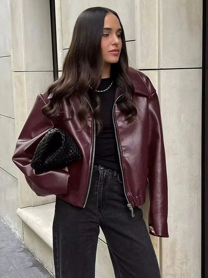 Mystique & Co™ burgundy leather jacket