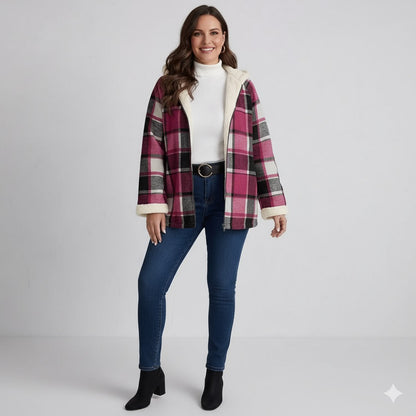 Mystique & Co™ Fleece-Lined Checked Hooded Jacket