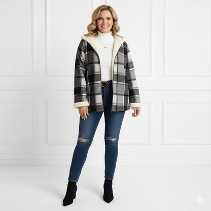 Mystique & Co™ Fleece-Lined Checked Hooded Jacket