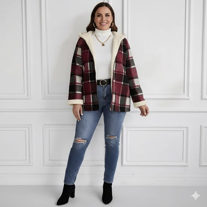 Mystique & Co™ Fleece-Lined Checked Hooded Jacket