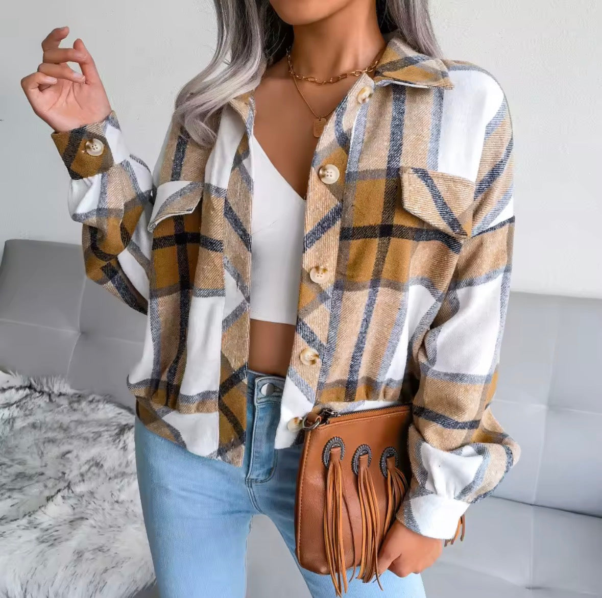 Mystique & Co™ Casual Autumn Check Shacket