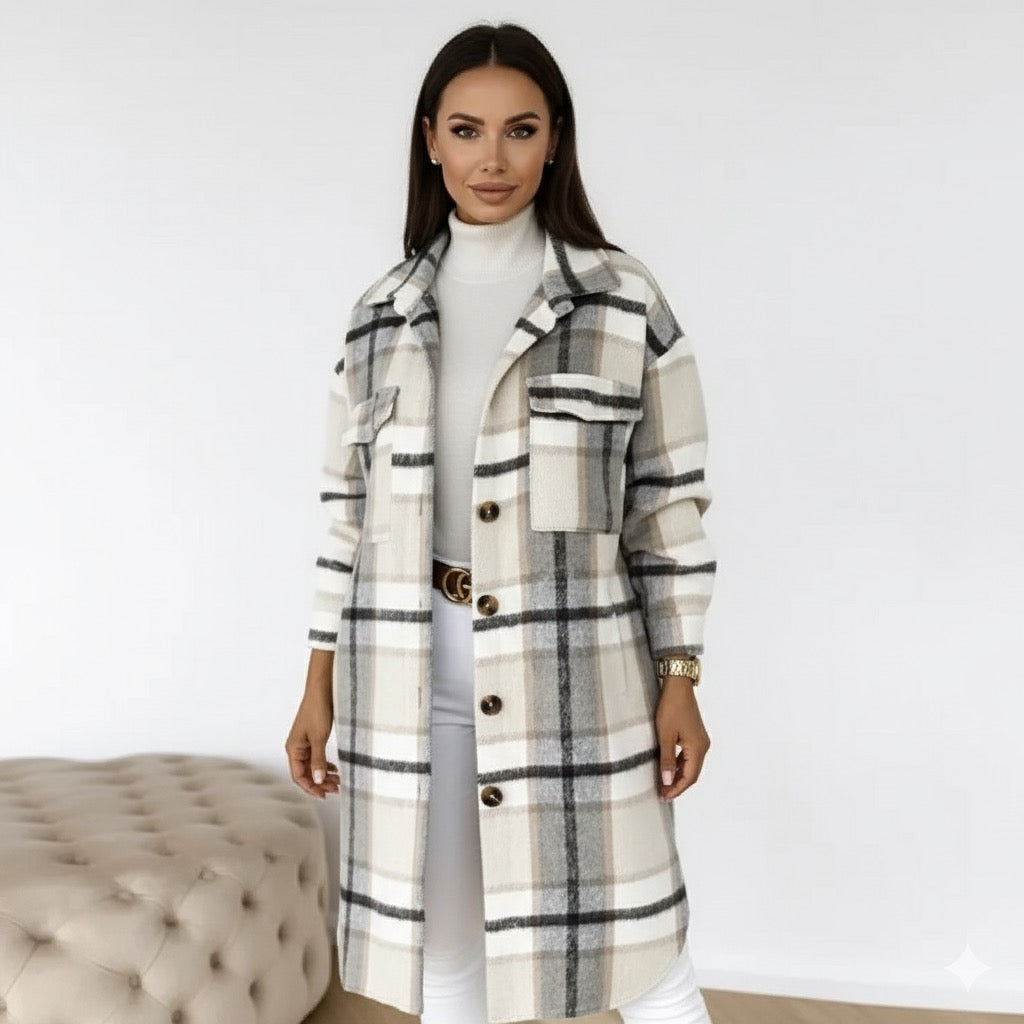 Mystique & Co™ Autumn Plaid Long Jacket