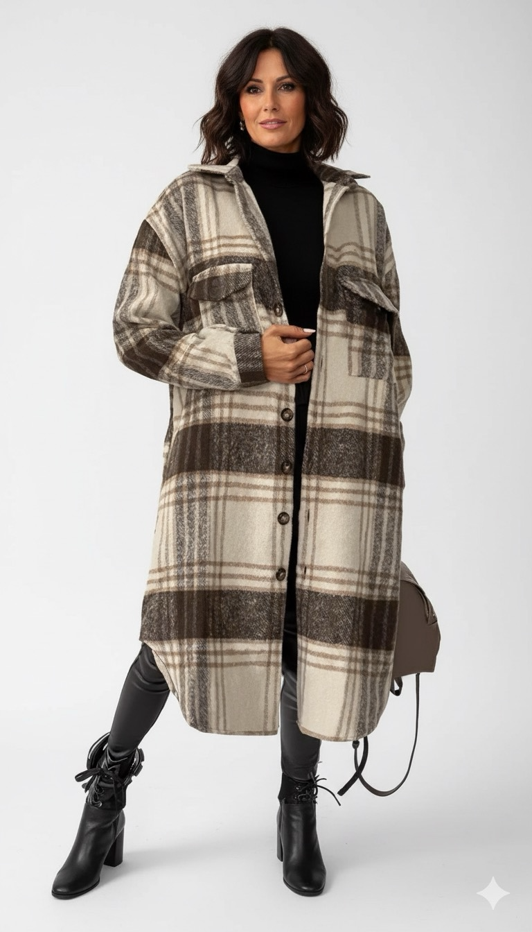 Mystique & Co™ Autumn Plaid Long Jacket
