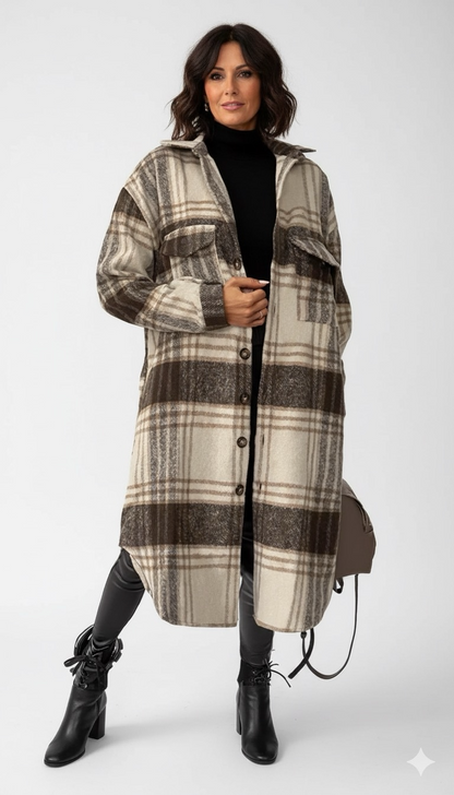 Mystique & Co™ Autumn Plaid Long Jacket